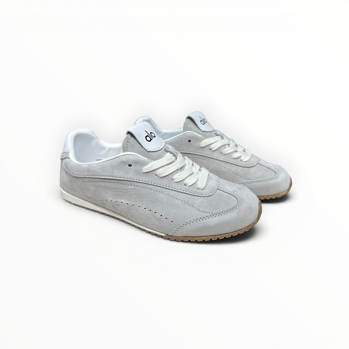 Alo Sunset Sneaker women's suede lifestyle shoes in Steel Grey, product view 4