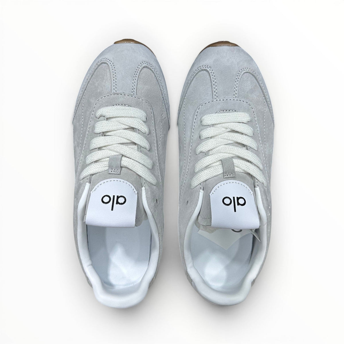 Alo Sunset Sneaker women's suede lifestyle shoes in Steel Grey, product view 6