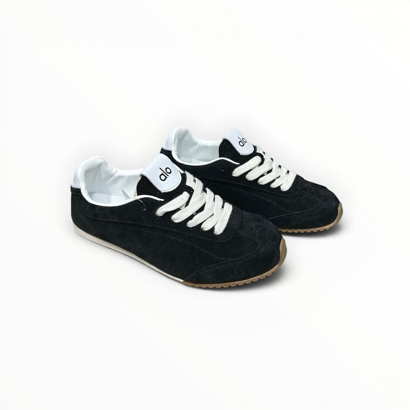 Alo Sunset Sneaker men's suede lifestyle shoes in Black, product view 1