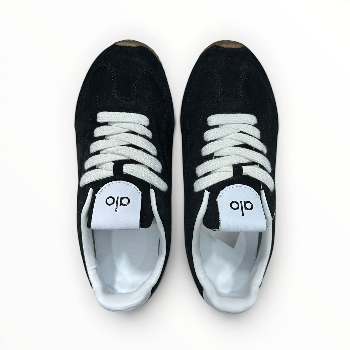Alo Sunset Sneaker men's suede lifestyle shoes in Black, product view 6
