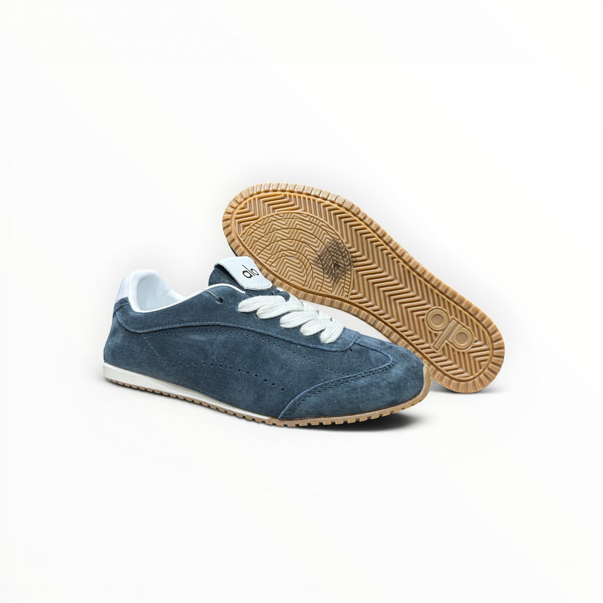 Alo Sunset Sneaker men's suede lifestyle shoes in Eclipse Blue, product view 4