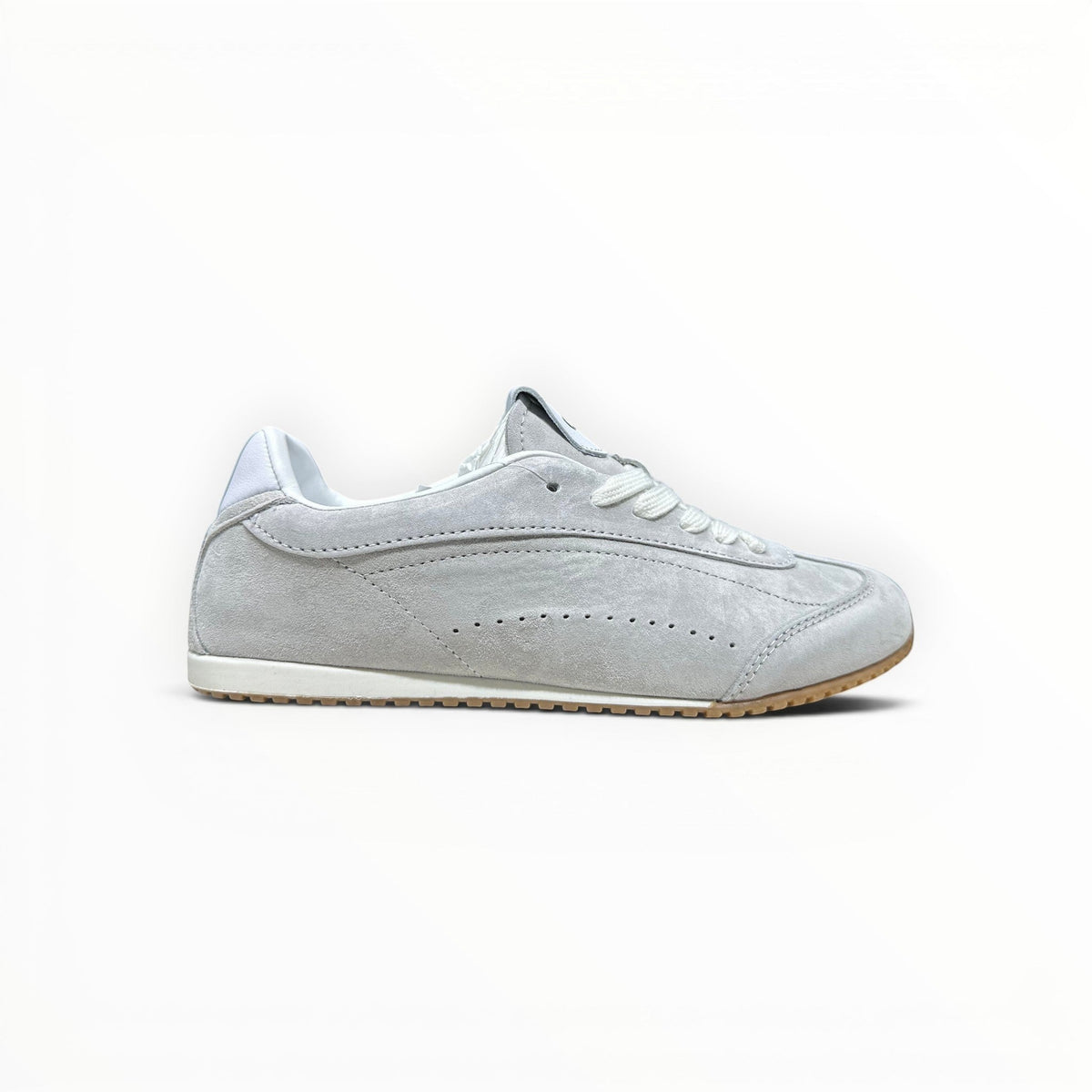 Alo Sunset Sneaker men's suede lifestyle shoes in Steel Grey, product view 3
