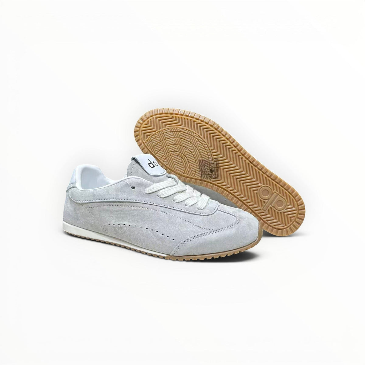 Alo Sunset Sneaker men's suede lifestyle shoes in Steel Grey, product view 4