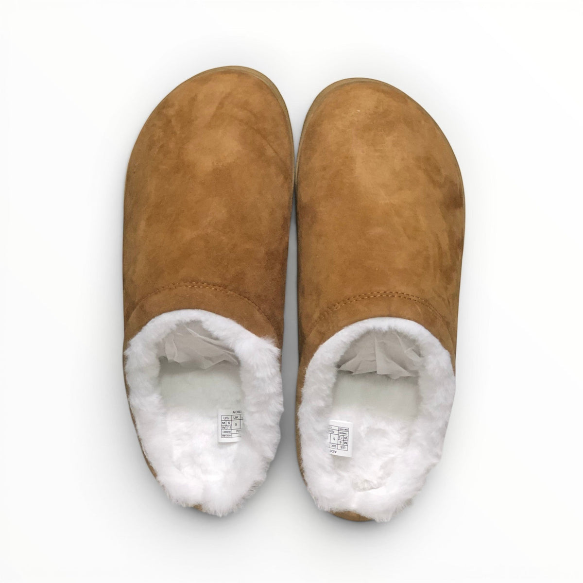 Alo Recovery Slipper men's suede mule in Saddle/Ivory, pair view