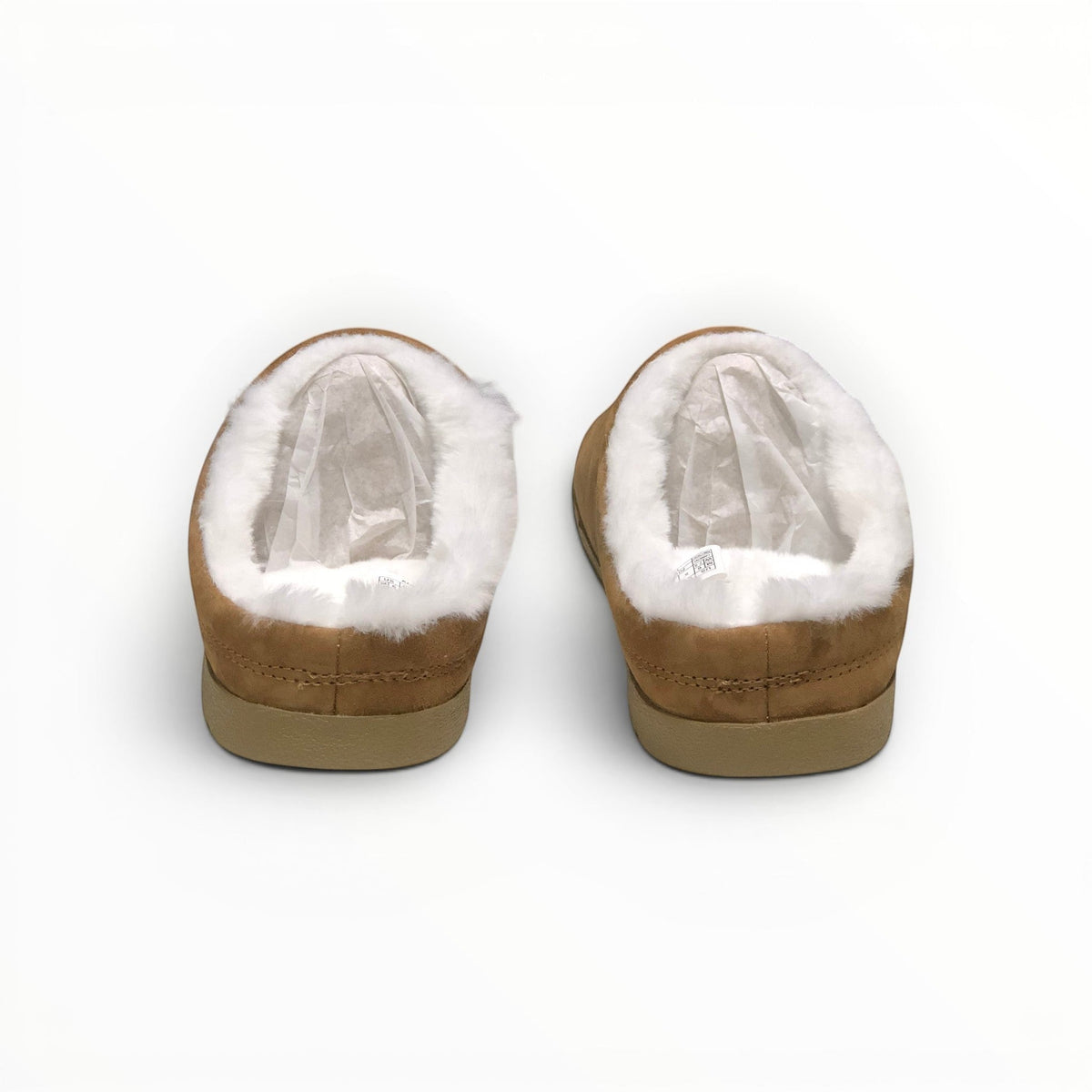 Alo Recovery Slipper men's suede mule in Saddle/Ivory, rear view