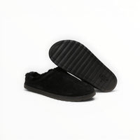 Alo Recovery Slipper men's suede mule in Black, outsole view