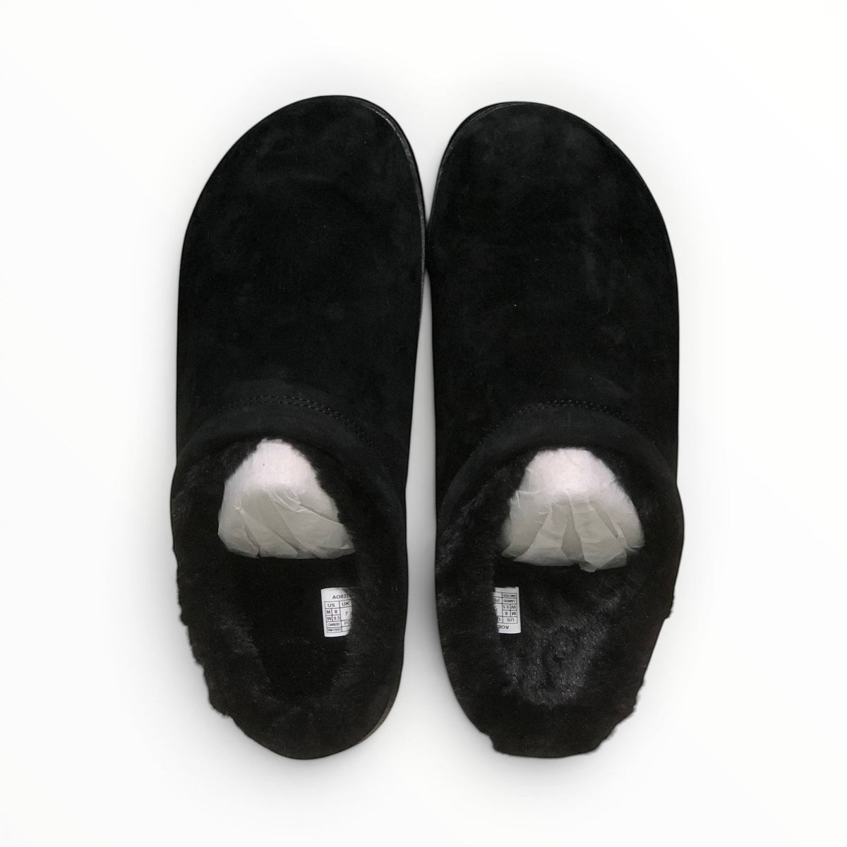 Alo Recovery Slipper men's suede mule in Black, pair view