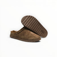 Alo Recovery Slipper men's suede mule in Espresso, outsole view