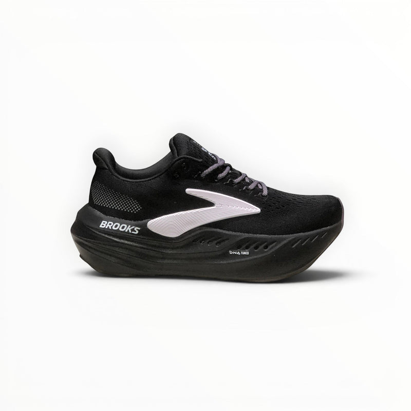 Brooks Glycerin Max women's running shoe in Black/Orchid Ice/Grey, lateral side view
