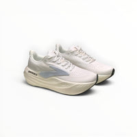 Brooks Glycerin Max men's running shoe in Pearlized White/Bay, pair angled side view