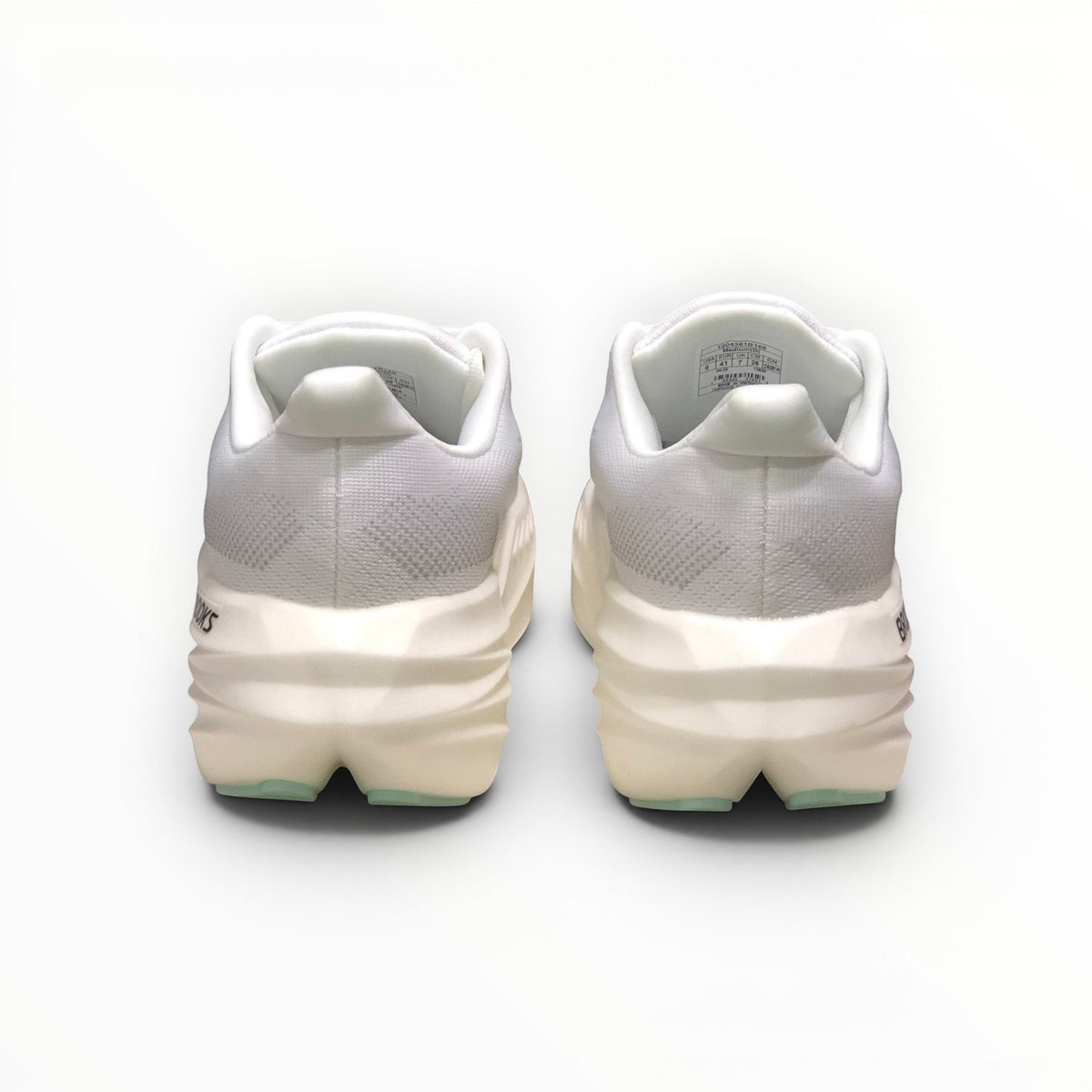 Brooks Glycerin Max men's running shoe in Pearlized White/Bay, rear heel view
