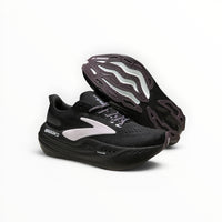Brooks Glycerin Max men's running shoe in Black/Orchid Ice/Grey, pair with outsole view