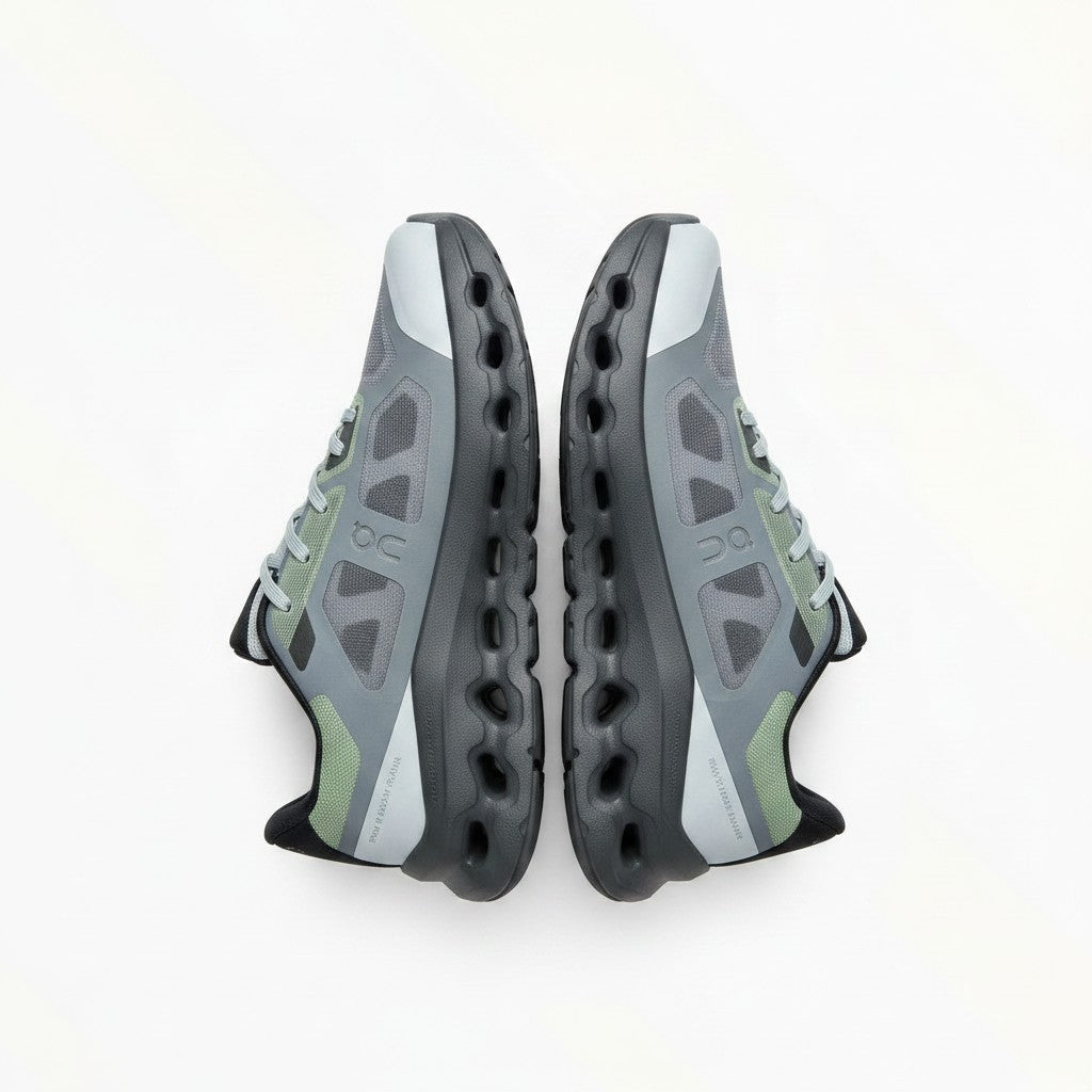 On Cloudtilt Remix women's walking shoes in Grey/Black/Lime, product view 2