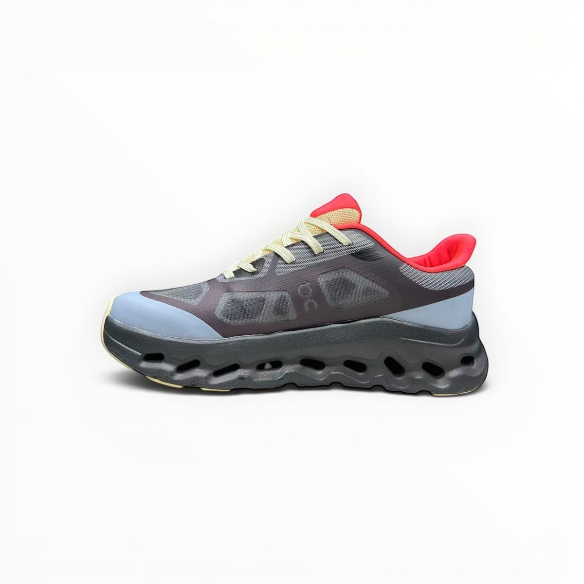 On Cloudtilt Remix women's walking shoes in Dark Mocha/Slate Blue/Coral, product view 2