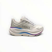 Hoka Bondi 9 women's running shoe in Cosmic Grey/White, alternate side view