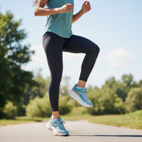 Hoka Bondi 9 women's running shoe in Drizzle/Downpour, on-foot view