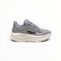 Hoka Bondi 9 women's running shoe in Galactic Grey/Stellar Grey, alternate side view