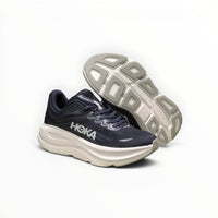 Hoka Bondi 9 women's running shoe in Midnight Blue/Varsity Navy, side view