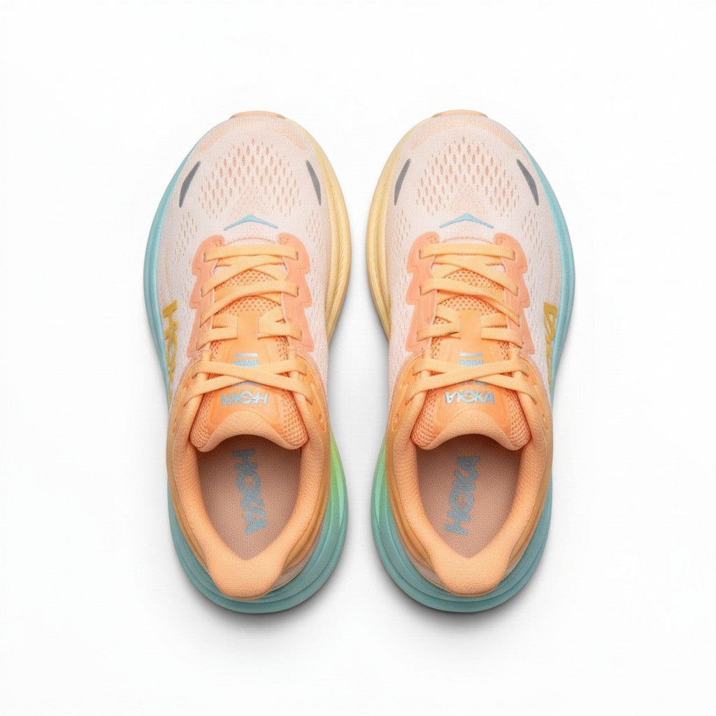 Hoka Bondi 9 men's running shoe in Stardust/Outer Orbit, top view