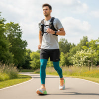 Hoka Bondi 9 men's running shoe in Stardust/Outer Orbit, on-foot view