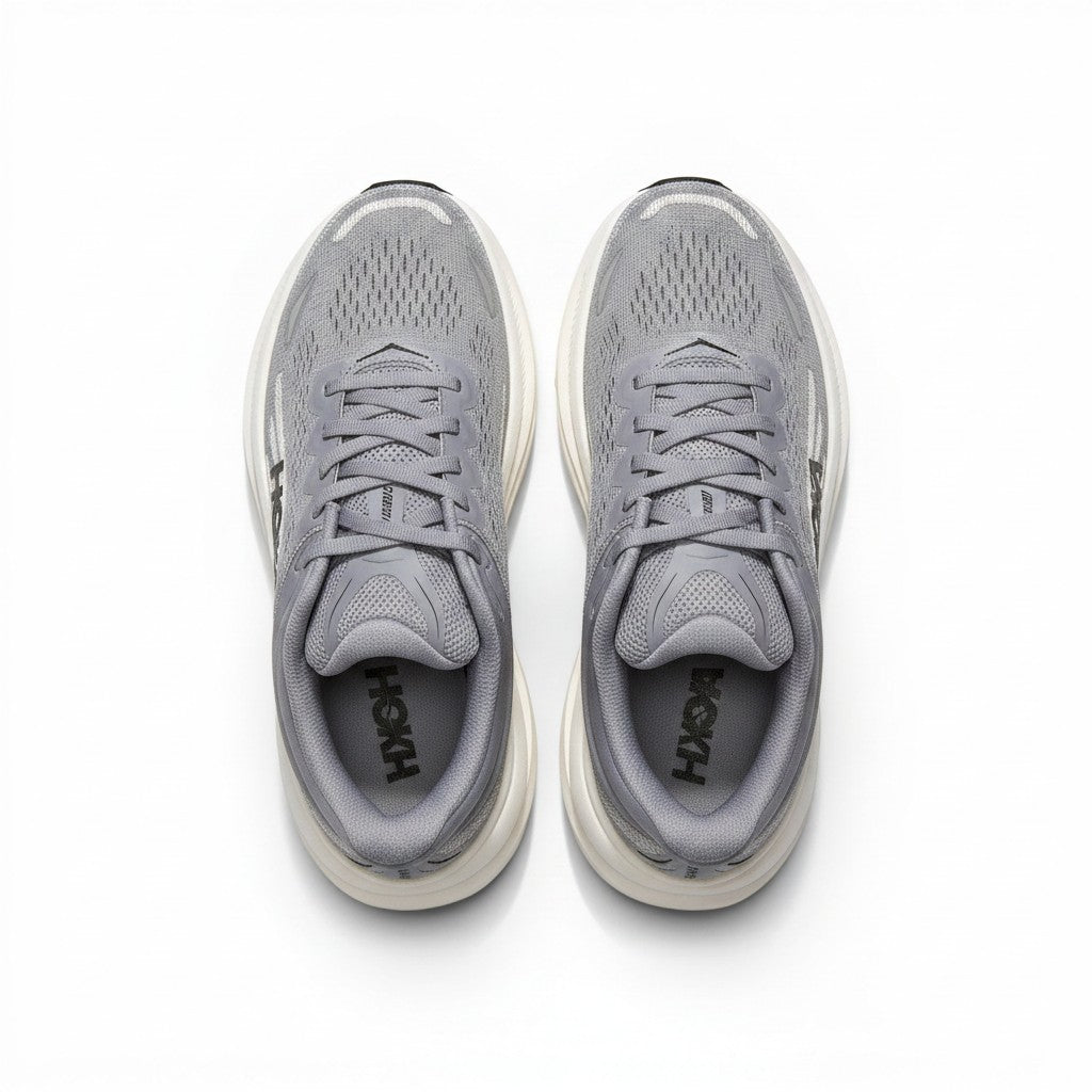 Hoka Bondi 9 men's running shoe in Galactic Grey/Stellar Grey, top view
