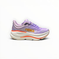 Hoka Bondi 9 men's running shoe in Aster Flower/Starlight Glow, three-quarter view