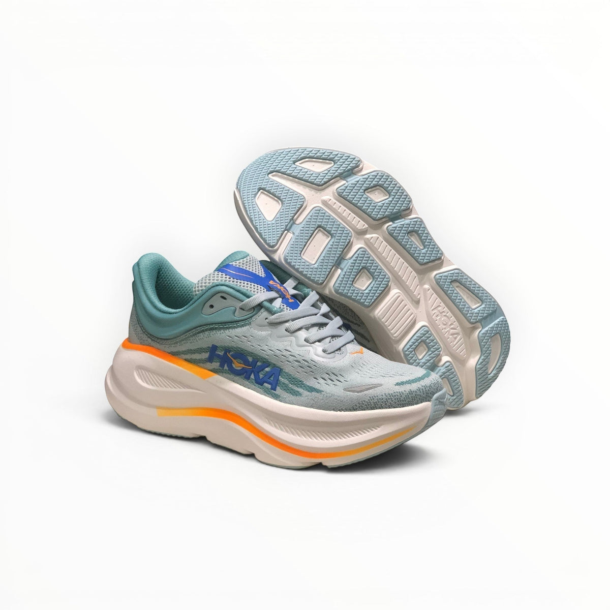 Hoka Bondi 9 men's running shoe in Drizzle/Downpour, side view