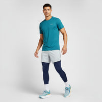 Hoka Bondi 9 men's running shoe in Drizzle/Downpour, on-foot view