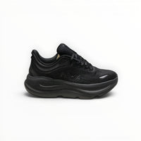Hoka Bondi 9 men's running shoe in Black/Black, three-quarter view