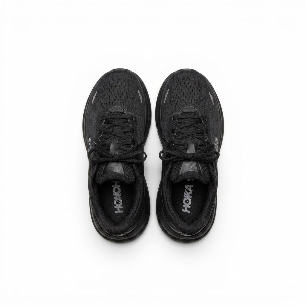 Hoka Bondi 9 men's running shoe in Black/Black, top view