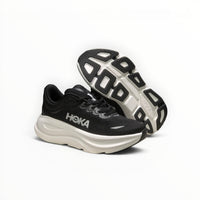 Hoka Bondi 9 men's running shoe in Black/White, side view