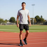 Hoka Bondi 9 men's running shoe in Black/White, on-foot view