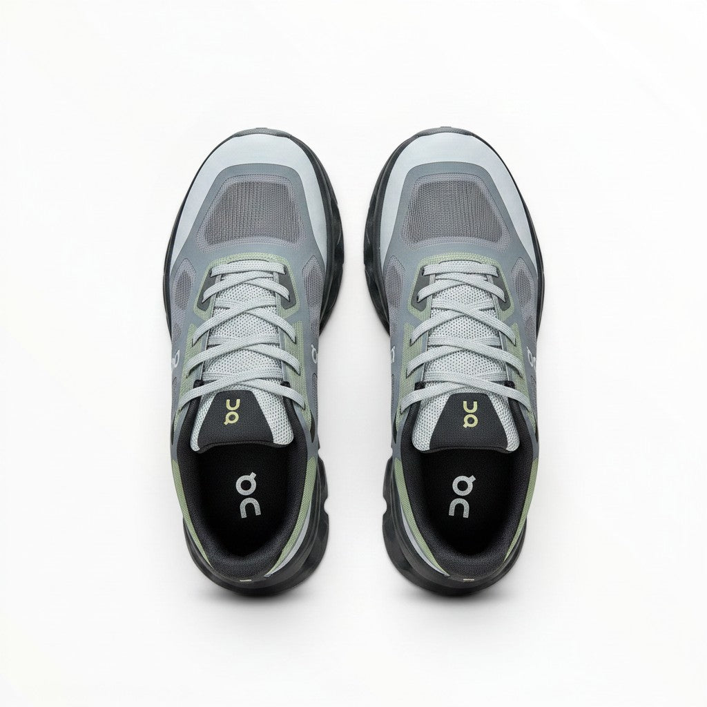 On Cloudtilt Remix men's walking shoes in Grey/Black/Lime, product view 4