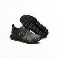 On Cloud 6 Waterproof men's lifestyle shoe in Black/Grey, three-quarter view
