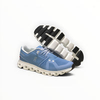 On Cloud 6 Waterproof men's lifestyle shoe in Chambray/White, three-quarter view